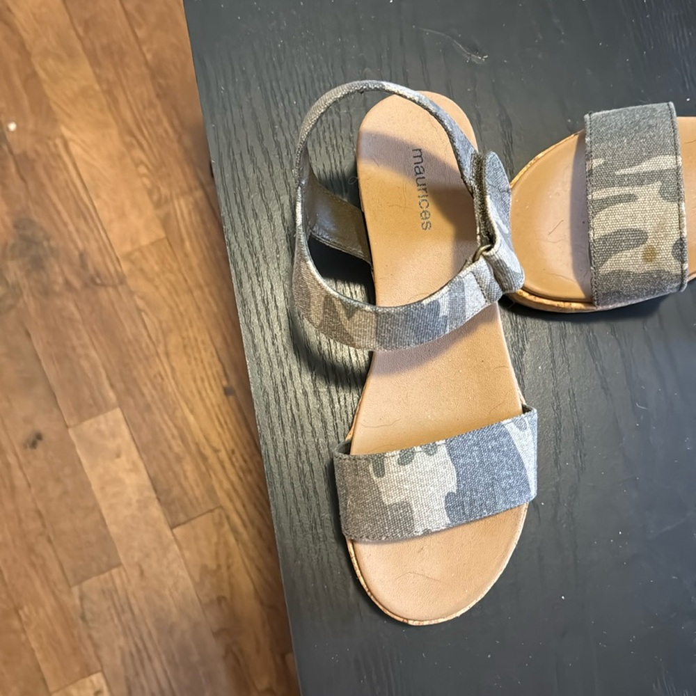 Camouflage sandals.